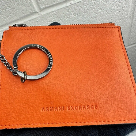 Armani Exchange Orange Pebble Leather Coin Purse & Key Chain Style C05550 - Picture 4 of 7